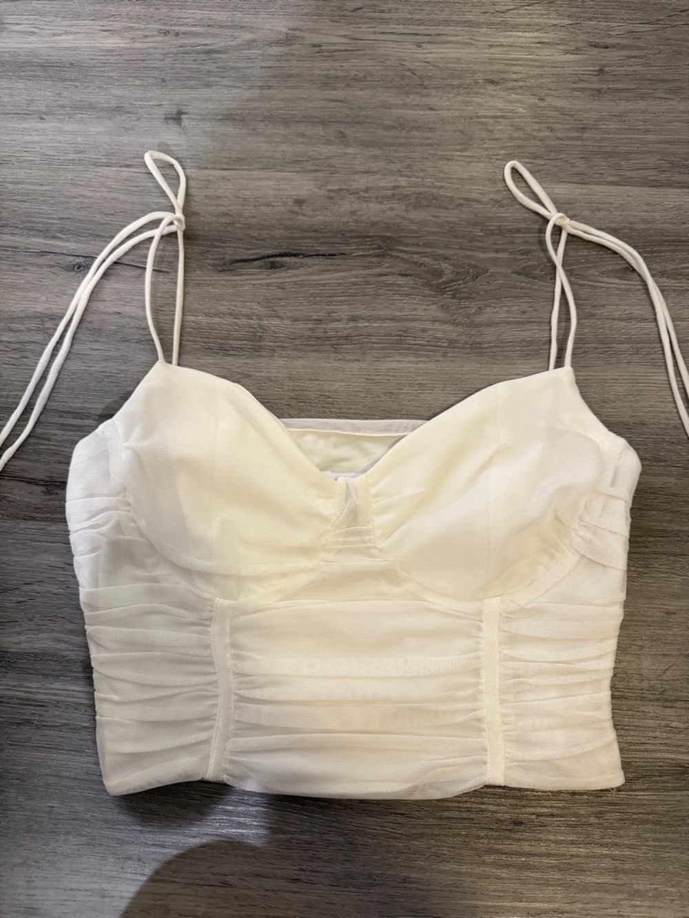 White Ruched Bustier Crop Top